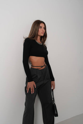 Siyah Fit Crop